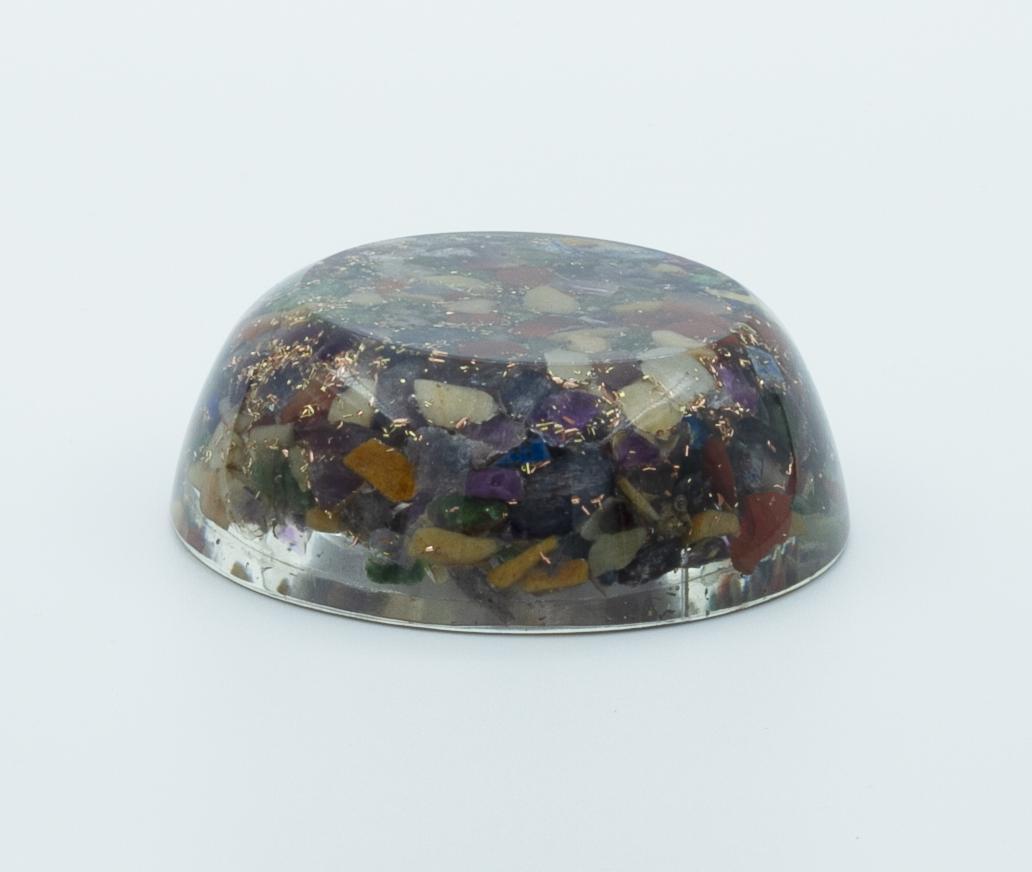 7-Chakra Crystal Orgone Candle Holder/ Natural Stone Crystal Candle Stand for Tealight Candles 2.8 x 7 x 2.5 cm - Image 2