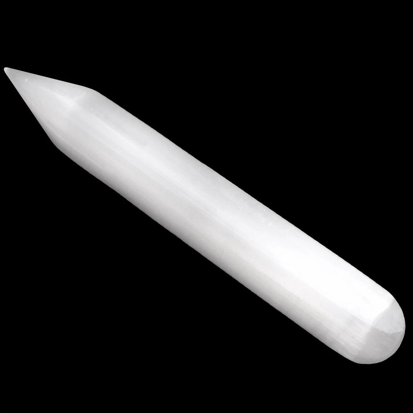 Selenite Pencil Pointed Wand: Laser-Focused Healing & Auric Cleansing (6 Inch) - Image 2