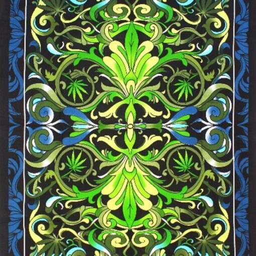 Cannabis Green Poster Wall Hanging Handmade Cotton Tapestry 40" x 30" inch