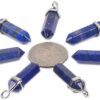 Lapis Lazuli Bullet Shaped Hexagonal Pointed Reiki Chakra Pendant Necklace for Relaxation, Positivity, and Balancing Energy Chain length approx. 17 inch VTrendz