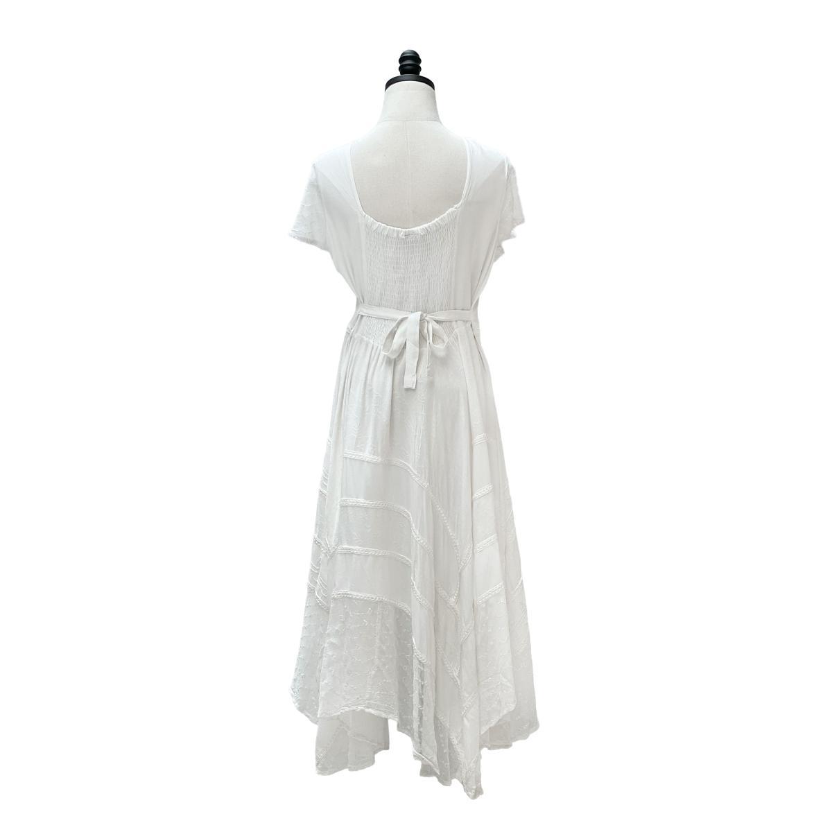 Short Sleeves Victorian Style Corset Dress with Lace & Floral Threadwork - Image 19