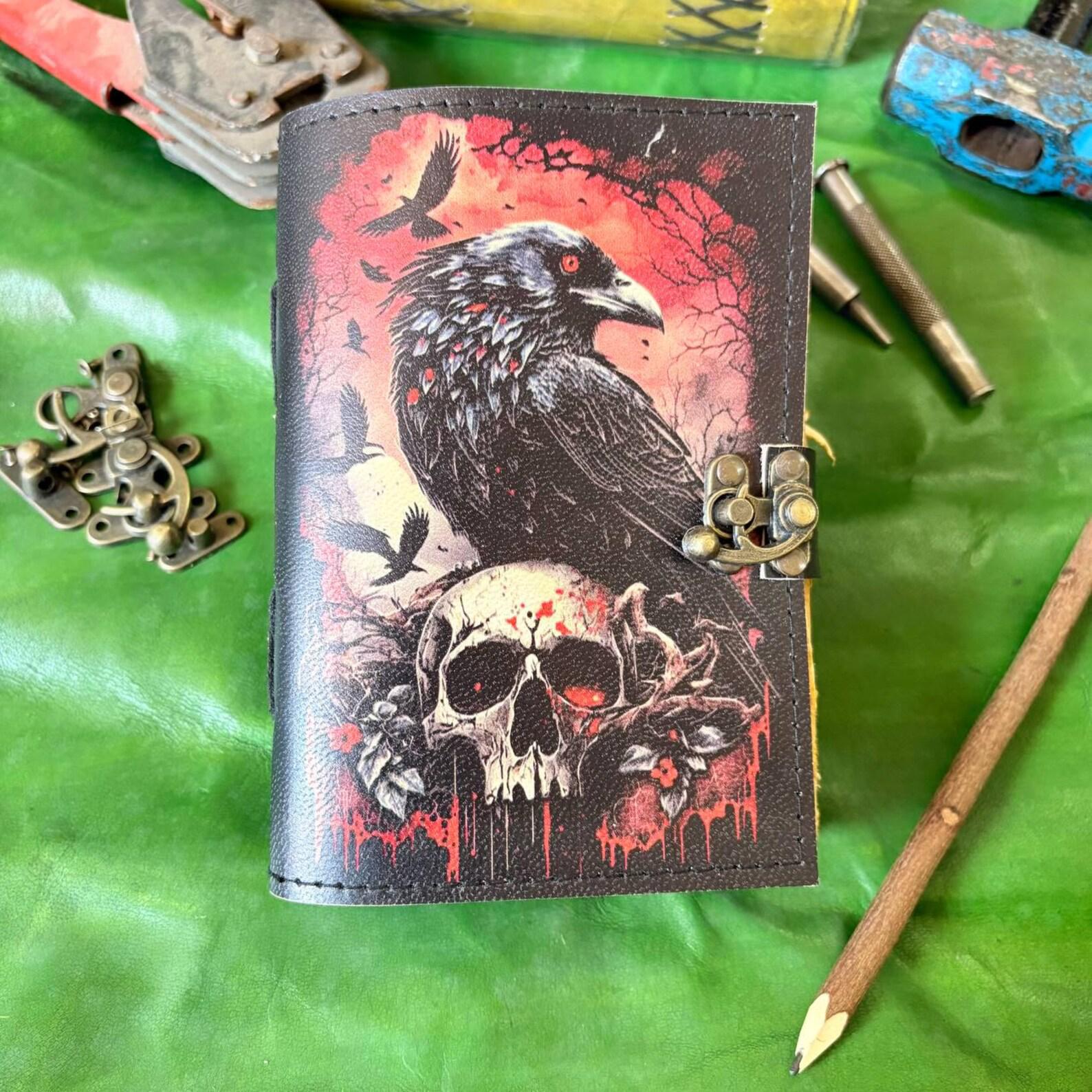 Midnight Raven & Skull Leather Journal | Grimoire of Shadow and Sight - Image 8