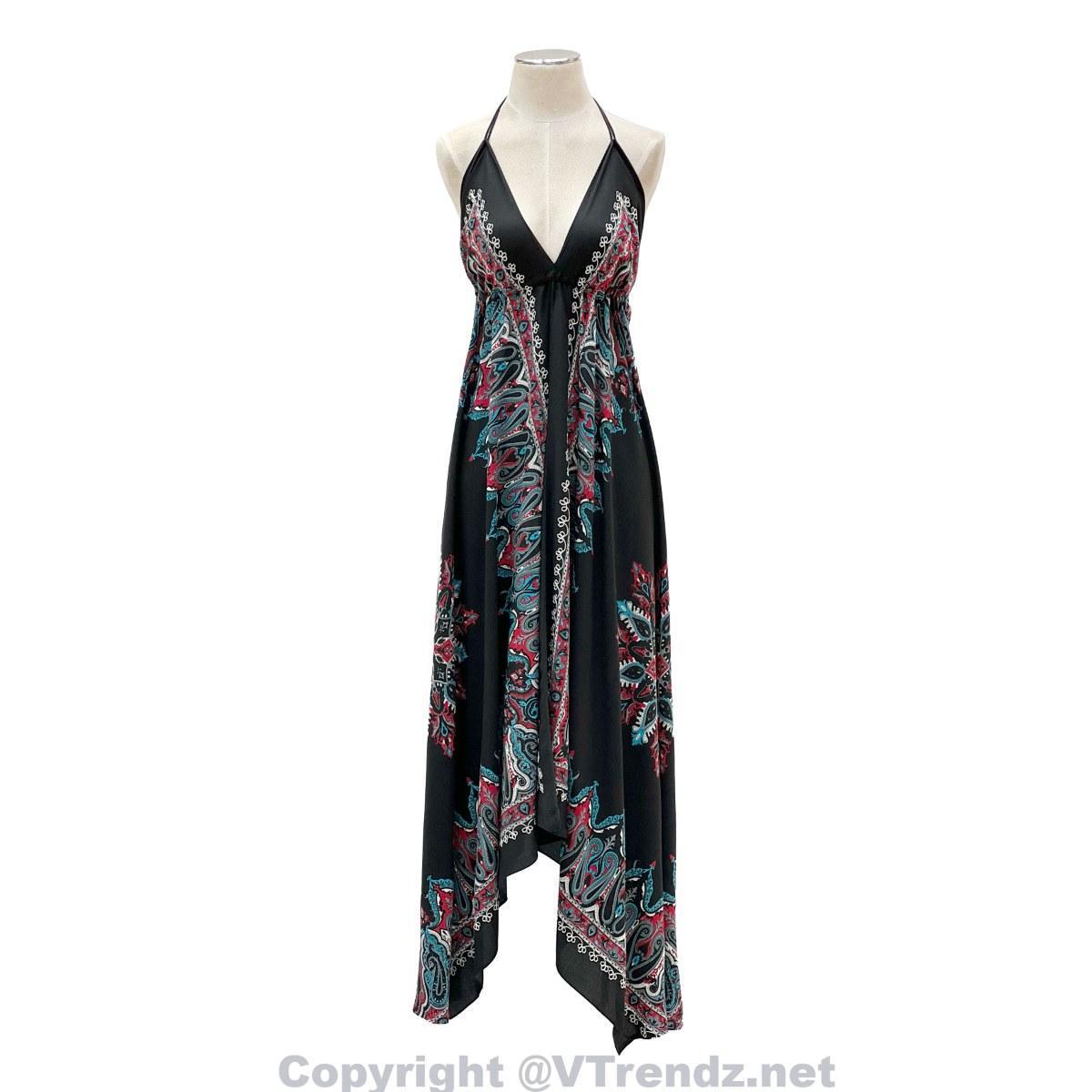 Jamawar Scarf Dress Dori with Halter Neck & Back Ties - Image 15