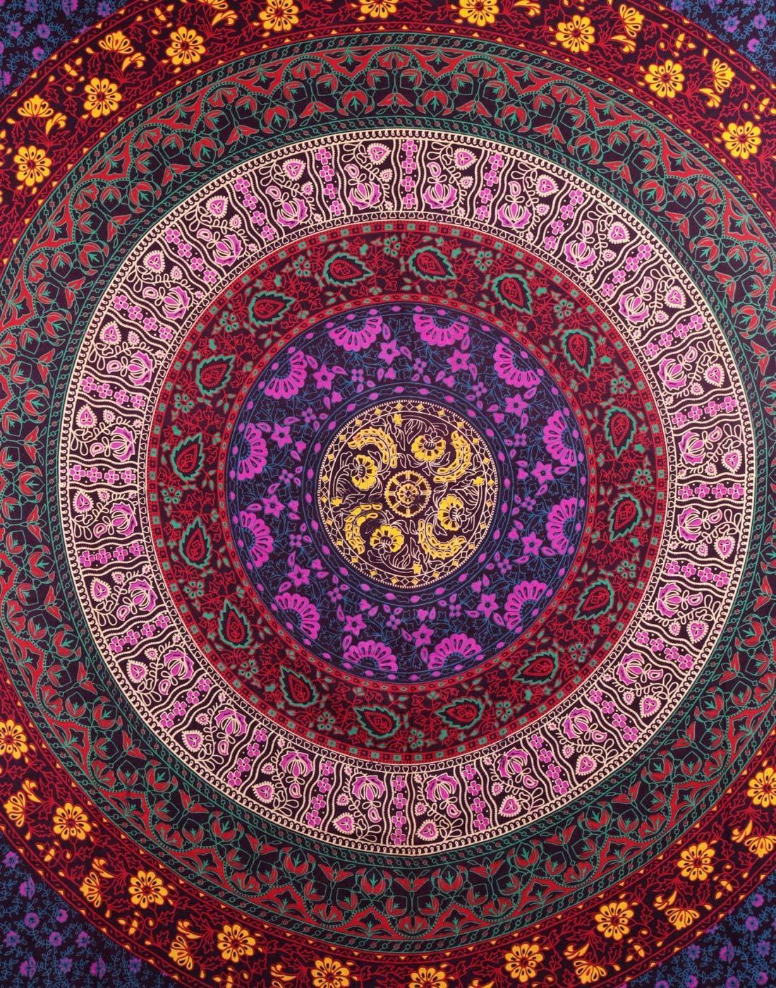 Large Hippie Tapestry - Purple Mandala Boho Bohemian Decor Psychedelic Tapestries Wall Hanging Mandala Room Hangings 84 x 54 inch - Image 3