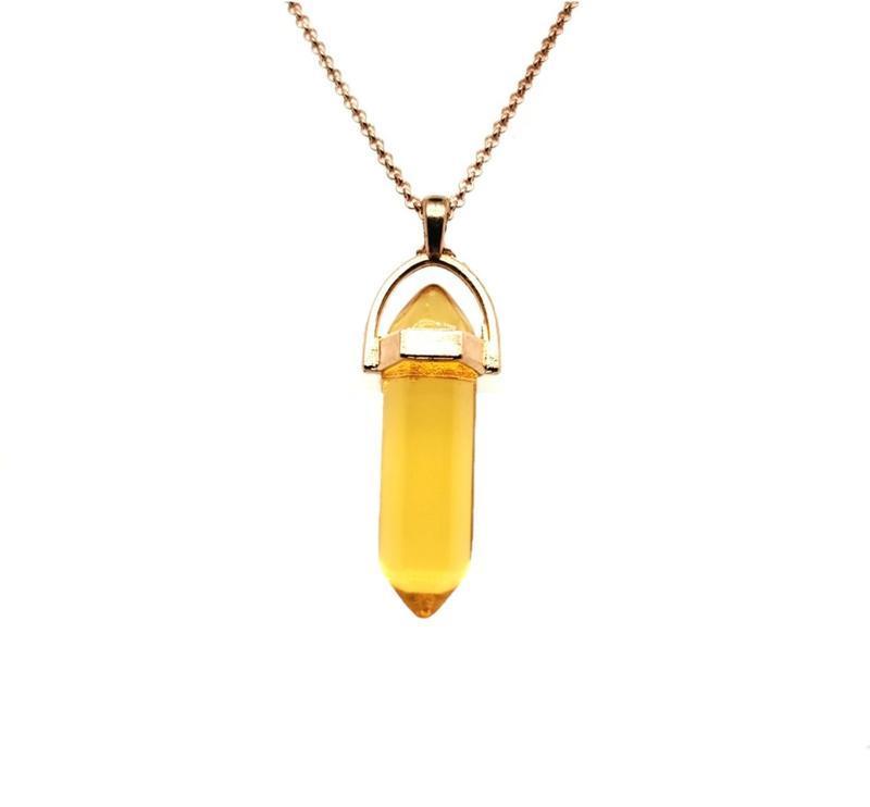 Citrine Bullet Shaped Pendant Necklace for Relaxation, Positivity, and Balancing Energy