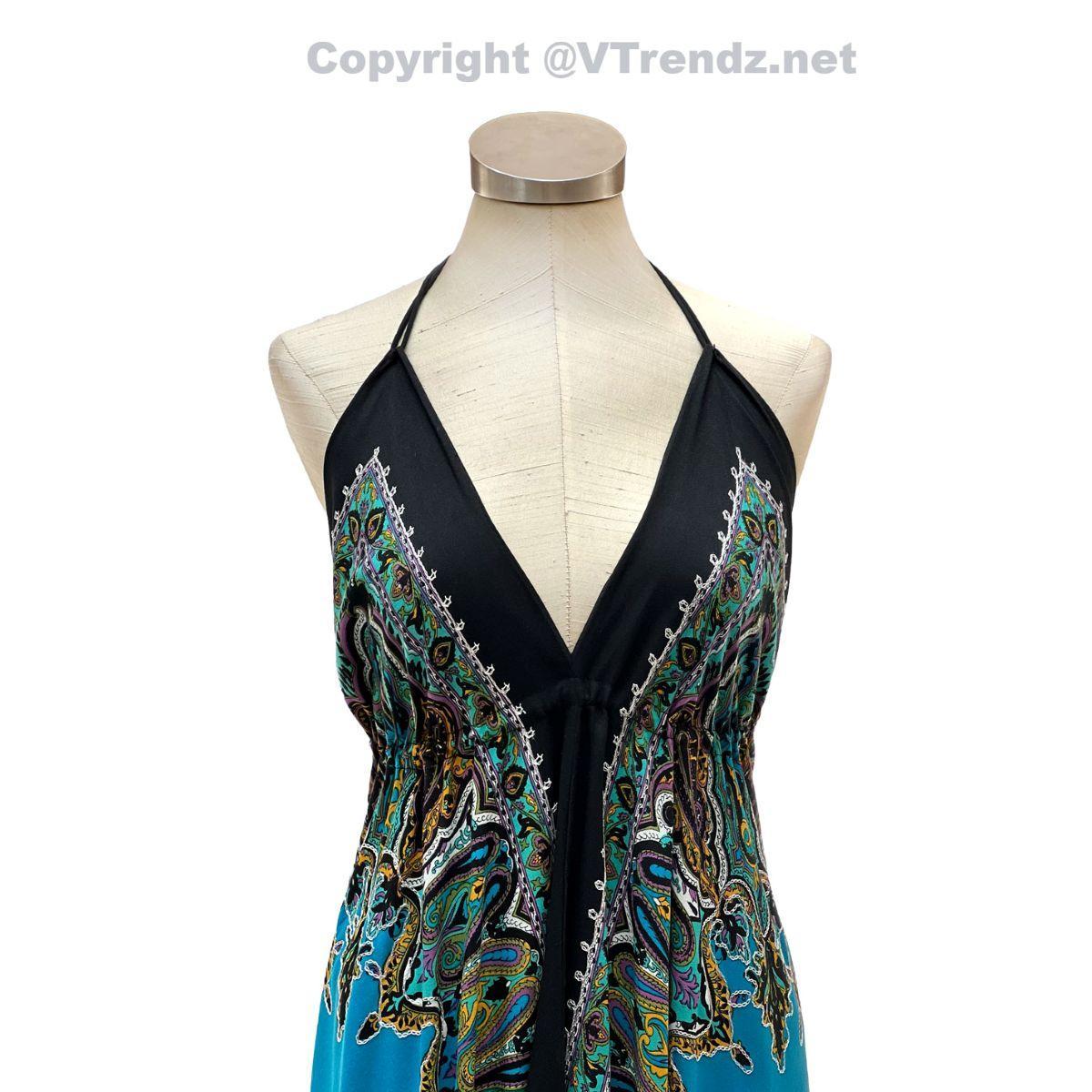 Jamawar Scarf Dress Dori with Halter Neck & Back Ties - Image 49
