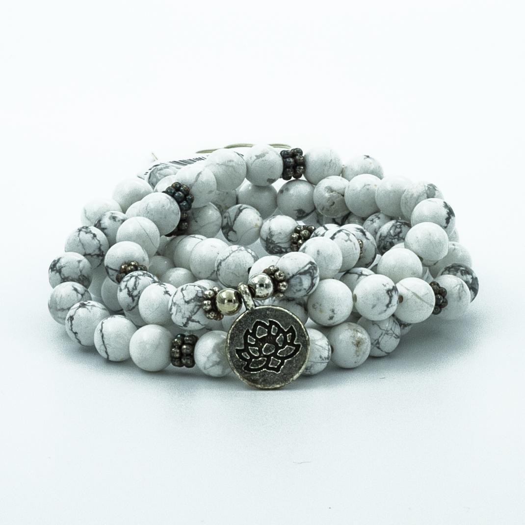 White Turquoise 108 Rosary 6 & 8mm Stone Beads Necklace / Bracelet Natural Stone