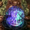 Lucky Buddha Fountain Copper Colored with Gold Coins, Rolling Crystal Ball & LED Antique Resin Tabletop Mini Waterfall Fountain 16 cm*16 cm*20 cm VTrendz