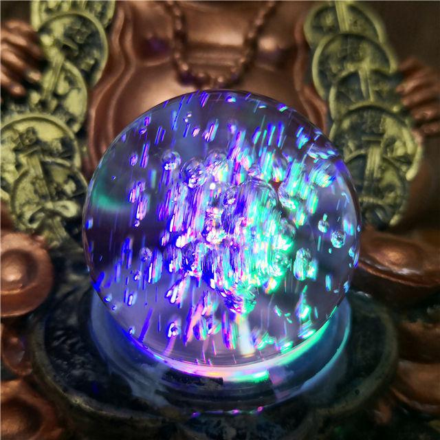 Lucky Buddha Fountain Copper Colored with Gold Coins, Rolling Crystal Ball & LED Antique Resin Tabletop Mini Waterfall Fountain 16 cm*16 cm*20 cm - Image 4