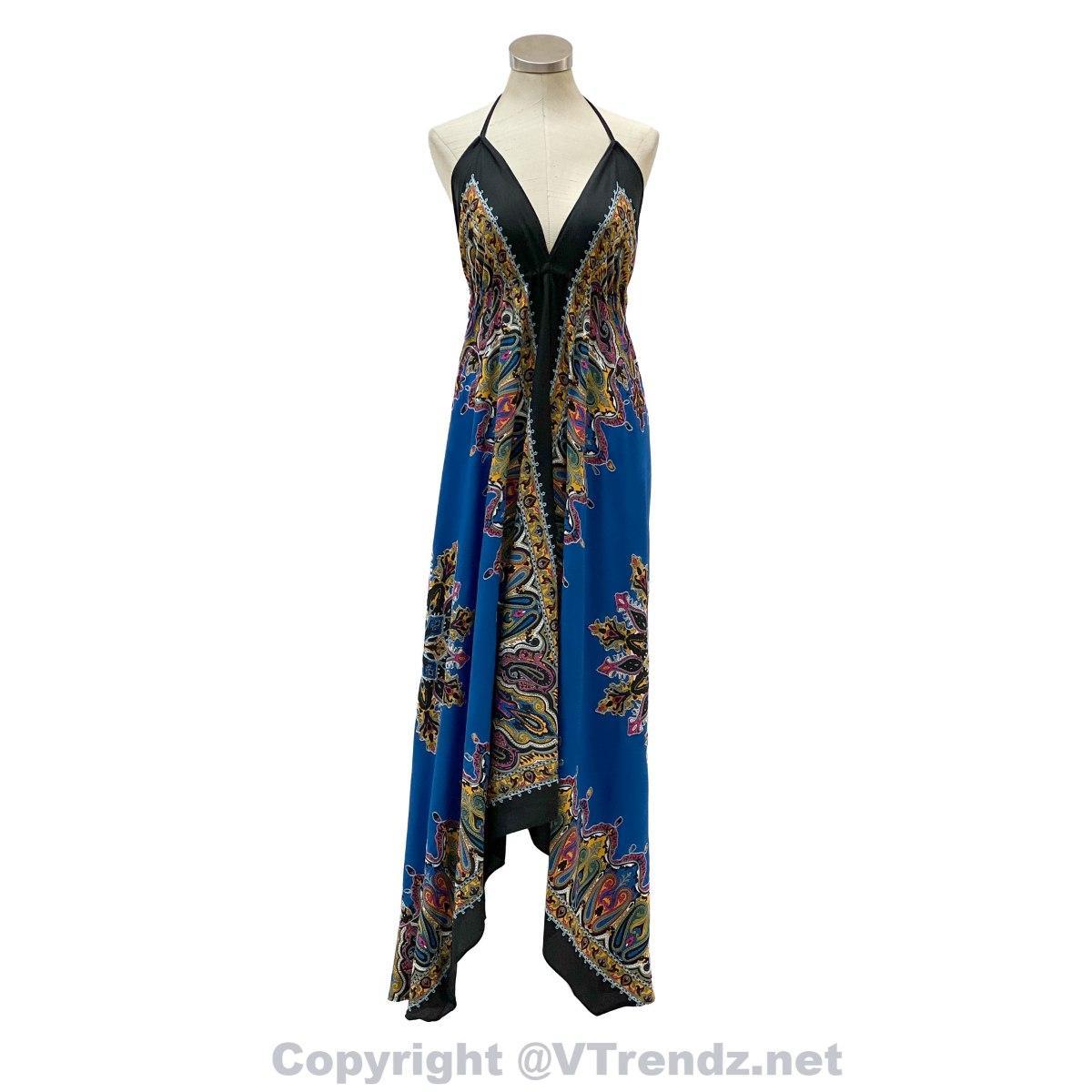 Jamawar Scarf Dress Dori with Halter Neck & Back Ties - Image 22