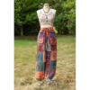 Plain & Striped W/Threadwork Boho Harem Patch Elastic Bottom Pants VTrendz