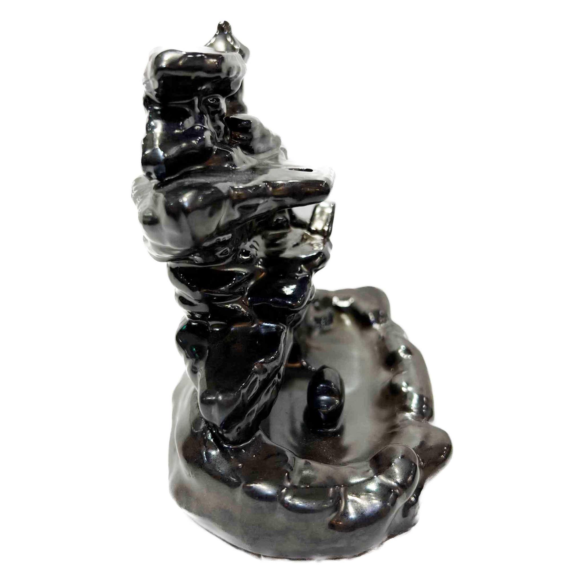 Retro Ceramic Double Cone Backflow Incense Holder Waterfall Incense Burner, Reflux Burner, Handmade Ceramic, Home Decor for Meditation, Mini-Zen Experience 15.5*7.5*13 cm - Image 3