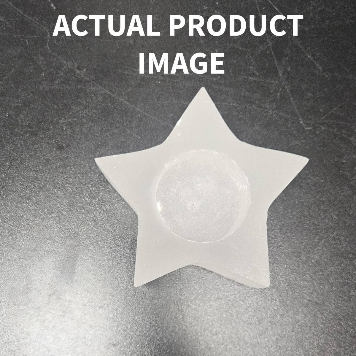 Selenite Star Candle Holder & Sphere Stand: Celestial Anchor for Metaphysical Balance - Image 5