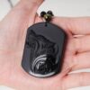 Wolf Black Obsidian Hand carved Necklace Pendants with Black Beads - Image 2