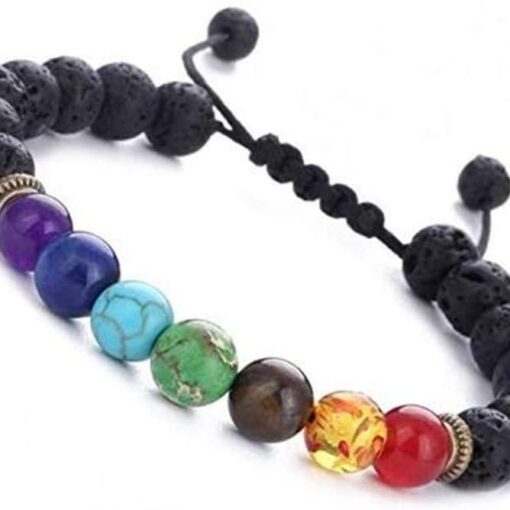 Lava Stone 7-Chakra Adjustable Bracelet: Volcanic Grounding & Kinetic Alignment