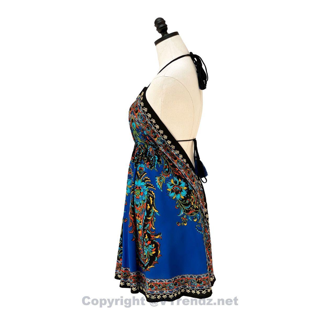 Hand-Printed Jamawar Short Scarf Halter Dress - Image 5
