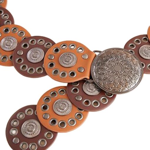 Women 2 Tone Grommet Boho Round Belt