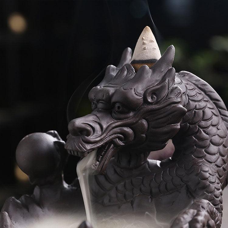 Skull & Dragon w/Light Ceramic Backflow Incense Holder Waterfall Incense Burner, Reflux Burner, Handmade Ceramic, Home Décor for Meditation, Mini-Zen Experience Size: 10.6*12*16 cm - Image 10