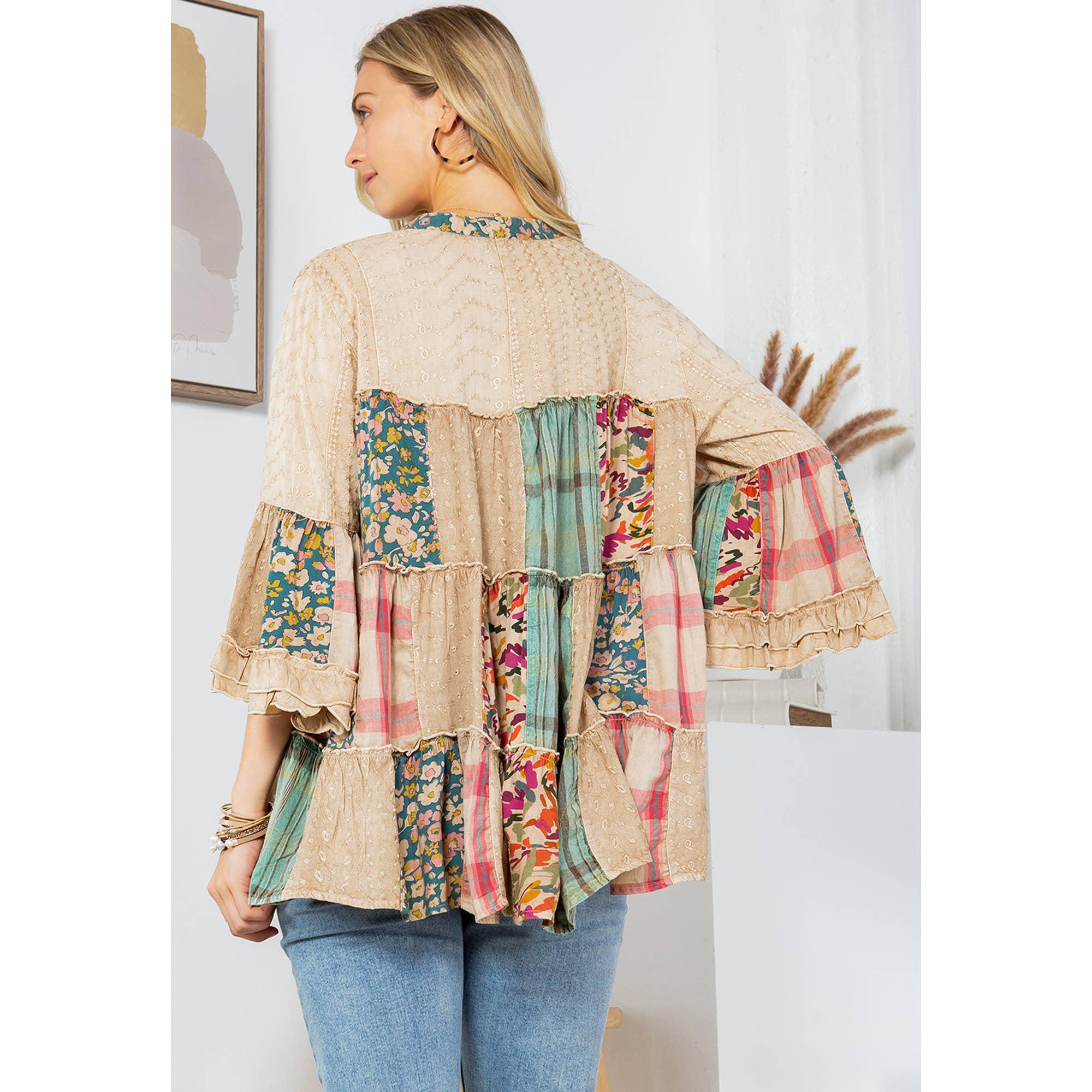 Overdyed Patchwork Jhabla Top with Embroidery - Image 3