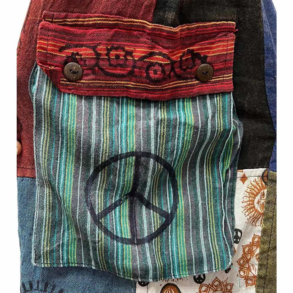 Boho Cosmic Forest Mushroom Patchwork Harem Pants - Image 4