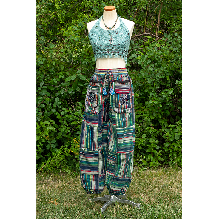 Striped Nepal Boho Harem Patch Pants - Image 5