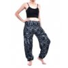 Black & Grey Elephant Print Comfortable Elastic Thai Harem Pants with single pocket 100% Rayon - Image 4