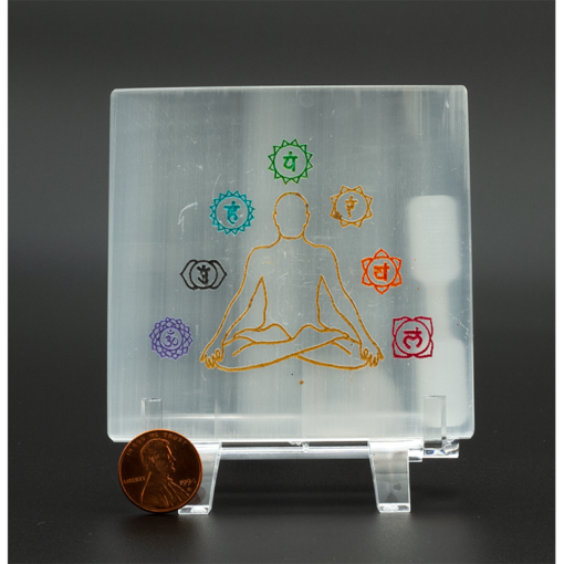 Selenite Engraved Charging Plate Coaster for Crystal Cleansing & Manifestation 3x3 Inch