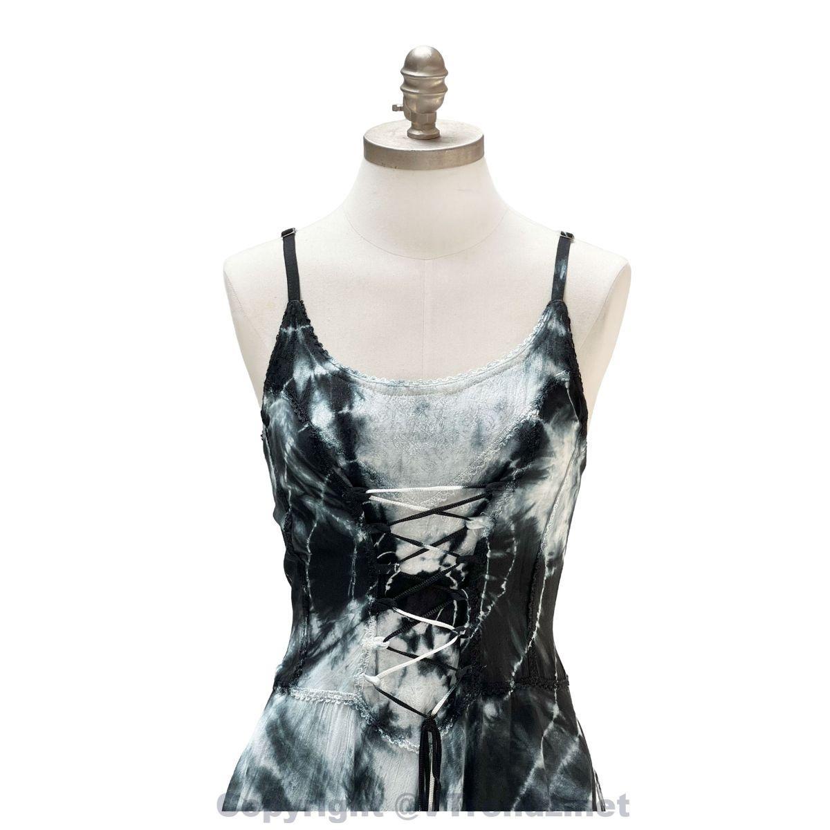 2 Layer Tie Dye Handkerchief Dress with Front Corset & Adjustable Straps - Image 21