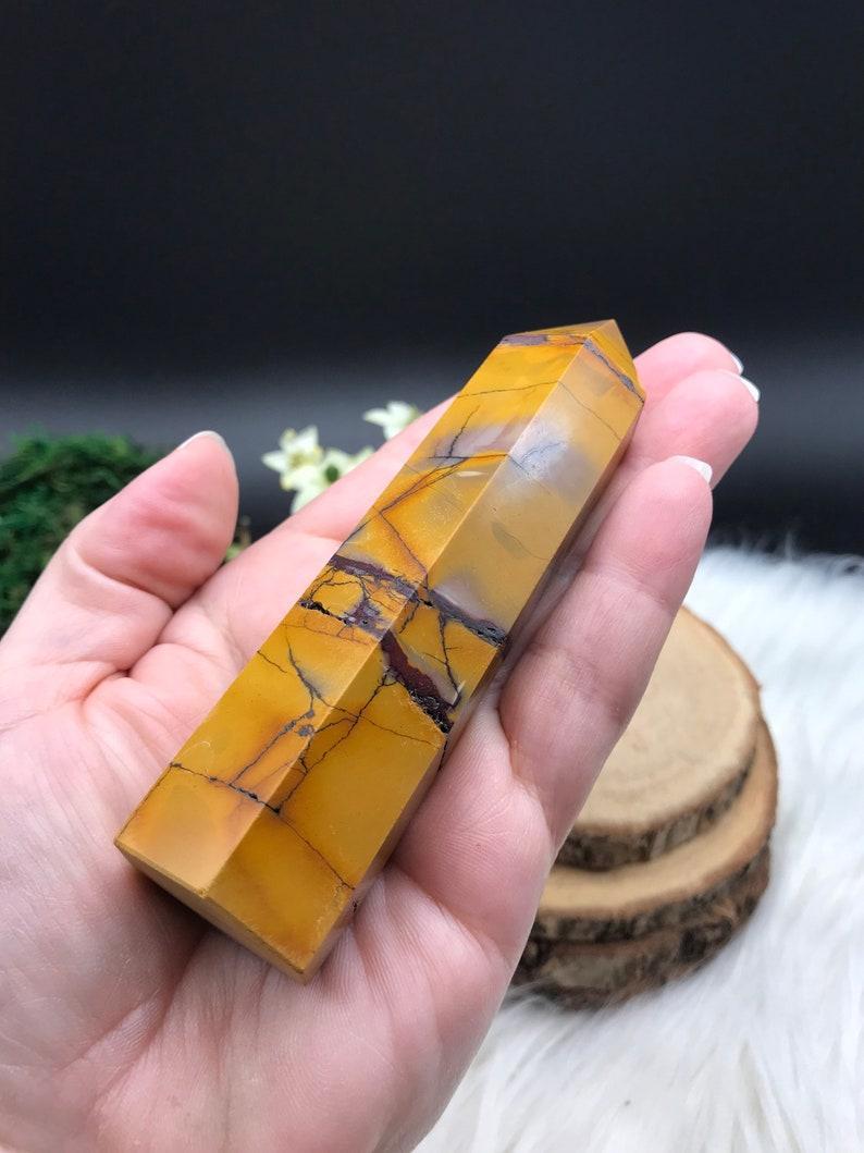 Mookaite Obelisk Tower Jumbo Healing Wand Spirit Stone 8 Faceted Pointed Obelisk Tower Healing Reiki Wand Metaphysical Balance Energy Approx. 4 inches tall