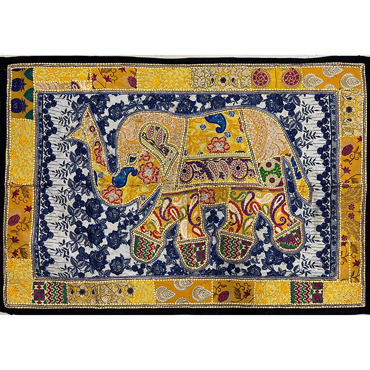 VPT-E10 Elephant Wall hanging Vintage Patchwork Tapestry Bohemian Handmade Beaded Embroidered Ethnic Hippie Indian Wall décor 40 x 60 Inches