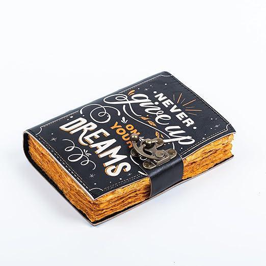 "Never Give Up" Leather Journal | Your Guidebook for Goals & Dreams - Image 3