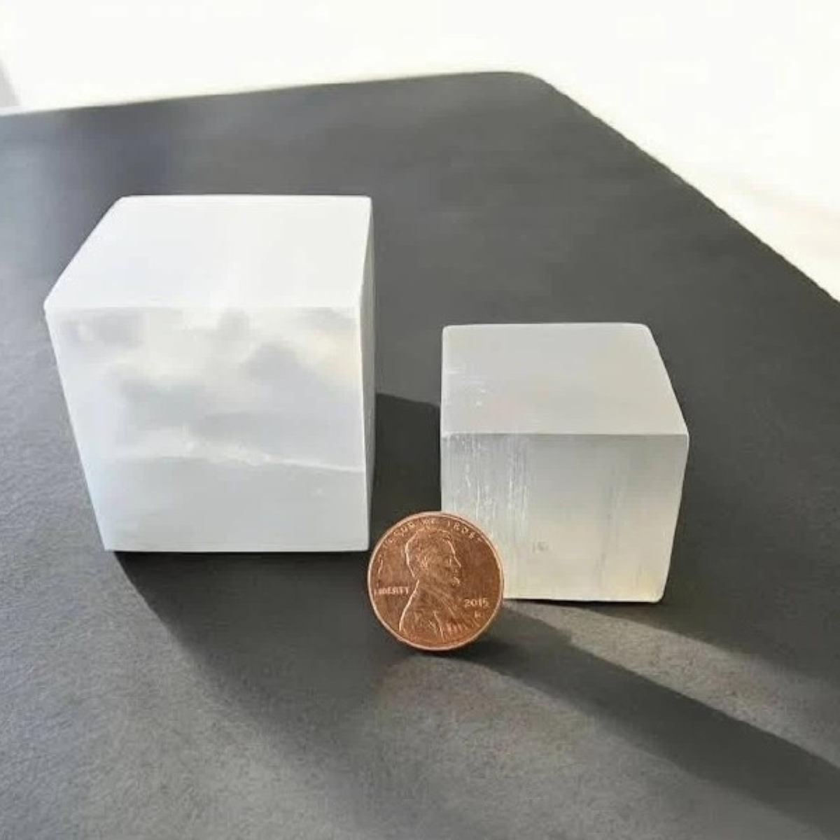 Solid Selenite Cube: Architectural Anchor for Stability & Crystalline Clarity (2–3 Inch)