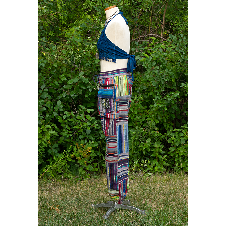 Striped Nepal Boho Harem Patch Pants - Image 2