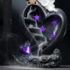 Heart & Cupid with LED light Backflow Incense Burner, Reflux Burner, Large Handmade Ceramic Backflow Cone Sticks Incense Holder Home Décor Craftwork Figurine Size: 12.5*20 cm - Image 3