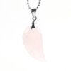 Rose Quartz Crystal Guardian Angel Wing Shaped Crystal Pendant Necklace for Balancing Energy VTrendz