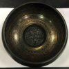 15 cm / 6" Hand Casted with Mantra Design Dark Antique Brass Color Singing Bowl with lip for Meditation, Relaxation & Healing with Wooden Mallet, Flat Bottom