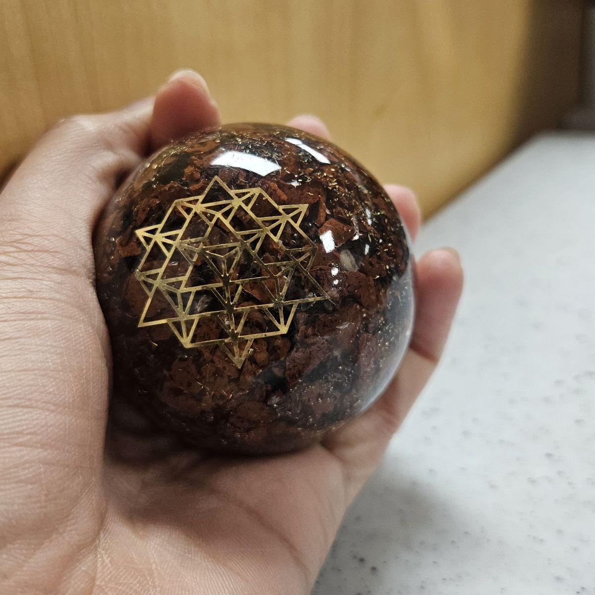 Mahogany Obsidian Orgone Sphere – Artifact of Strength & Psychic Shielding – 2" - Image 5