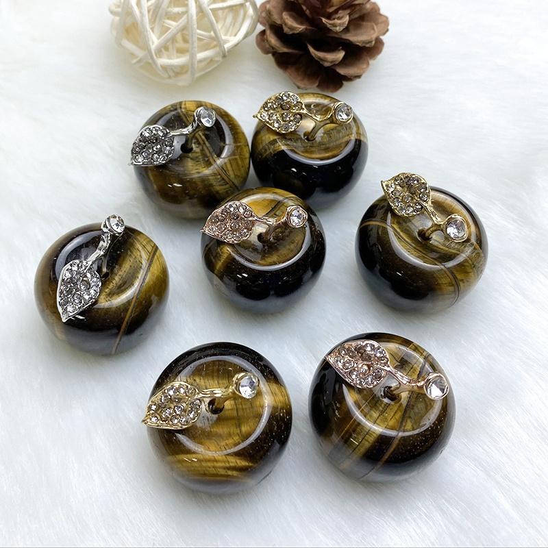 Tiger Eye Apple Natural Stone For Healing Stone for Creativity, Intuition & Protection, Meditation Crystal Healing Grid Reiki Metaphysical Energy, 1 inch