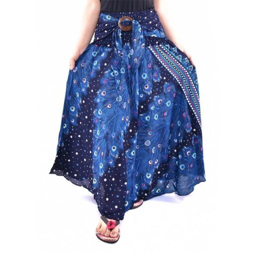 Skirt / Dress Coconut Buckle Printed Long Comfy Skirt/Dress with Elastic Stretch and Adjustable Tie