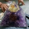 Amethyst Infinite Calm Orgonite Pyramid: Sacred Flower of Life & Kundalini Awakening Shield (3-Inch) VTrendz