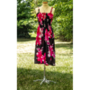 Flower Printed Straight Hem Black Base Summer Dress One Size Fits Most, Beach Wear, Casual Hibiscus Flower Printed Adjustable Sundress - Image 3
