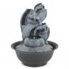 Sacred Flow 4-Tier Tilted Water-Cup Resin Fountain with LED Light 21x21x28cm VTrendz