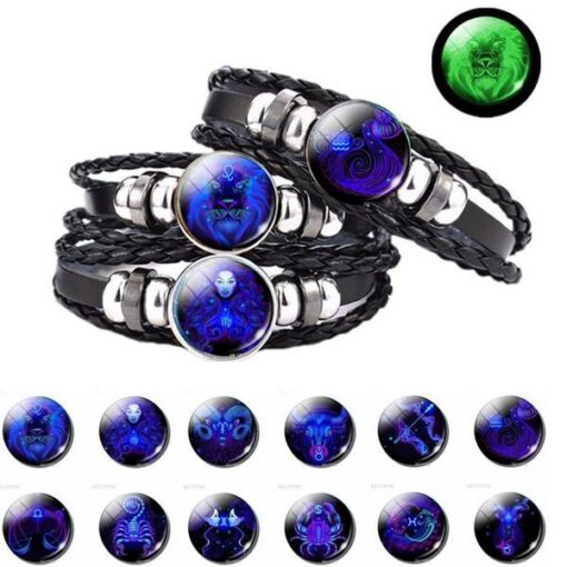 Zodiac Bracelets Blue Stone Glow in the dark