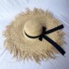 Natural Straw Hat with Fringe & Black Ribbon Trendy Beach Hats For Men/Women; Adult One Size Fits Most (22-23 inches), adjustable size VTrendz