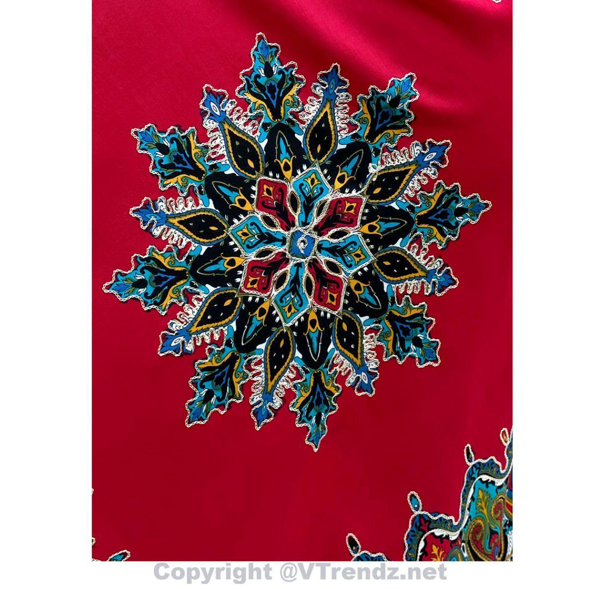 Jamawar Scarf Dress Dori with Halter Neck & Back Ties - Image 7