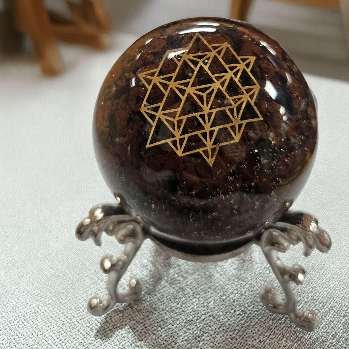 Mahogany Obsidian Orgone Sphere – Artifact of Strength & Psychic Shielding – 2" - Image 4