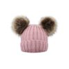 Kids Beanies Double Fur Pom Pom Velvet Feel
