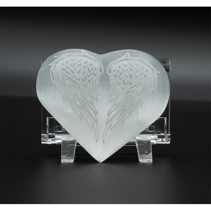 Selenite Engraved Puffy Heart: Vessel of Sacred Love & Crystalline Clarity (3 Inch)