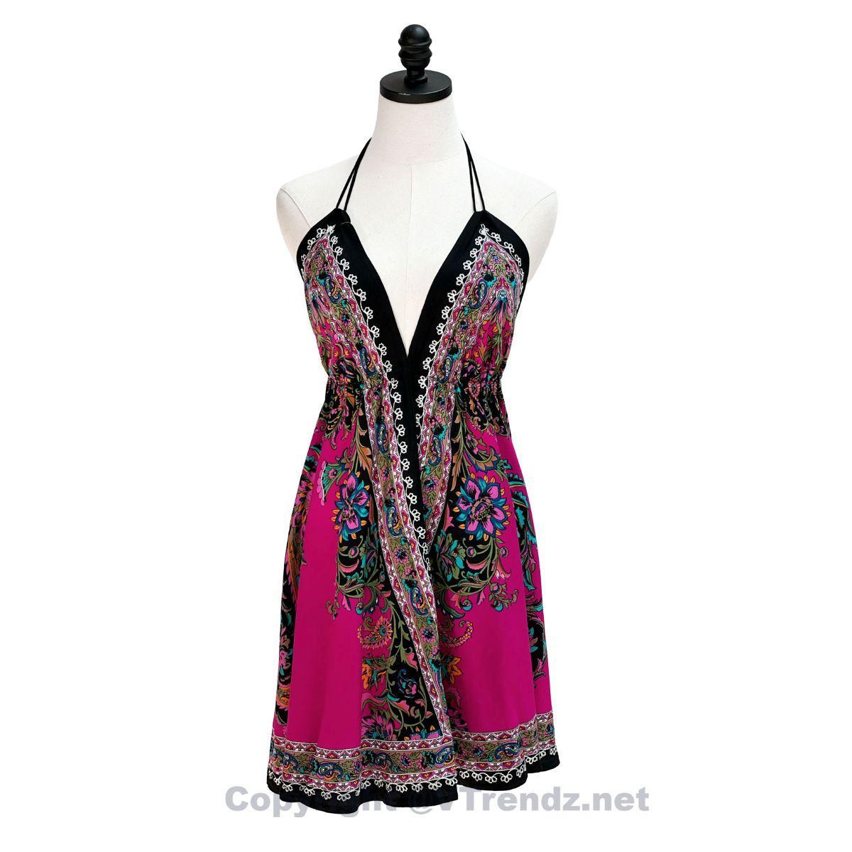 Hand-Printed Jamawar Short Scarf Halter Dress - Image 7