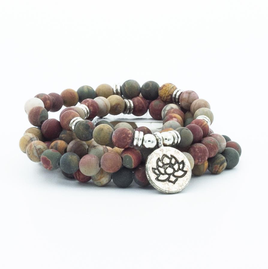 Picasso Jasper 108 Mala 6 & 8mm beads Necklace Bracelet Yoga Bracelet Mala Lotus 108 Beads Bracelet - Image 3
